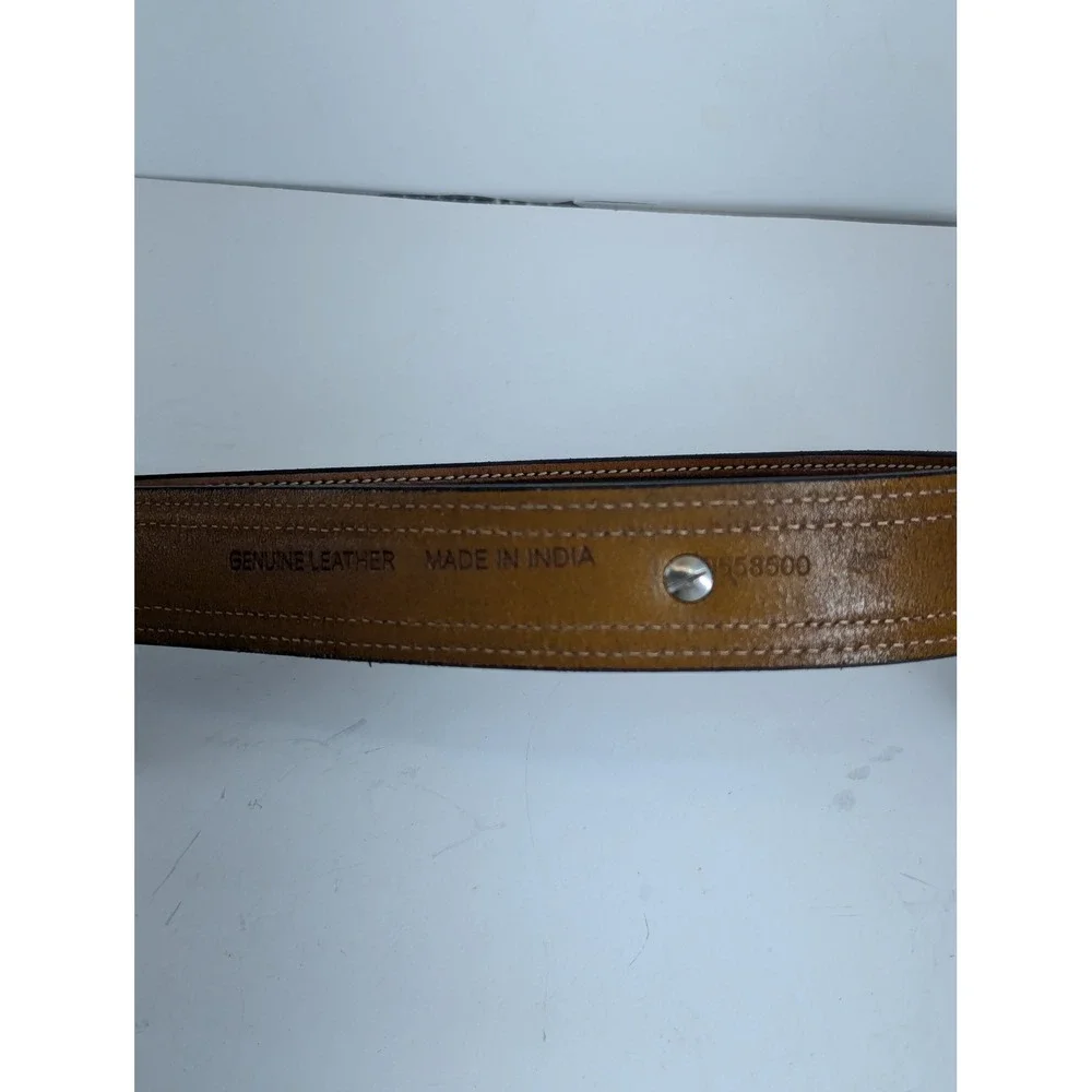 G Bar D Mens 46 Cognac Leather Cowboy Belt Whipstitch Concho Removable Buckle